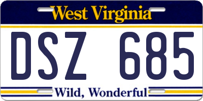 WV license plate DSZ685