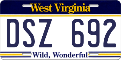 WV license plate DSZ692