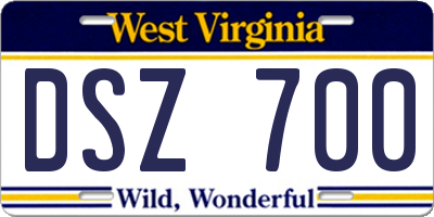 WV license plate DSZ700