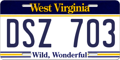 WV license plate DSZ703