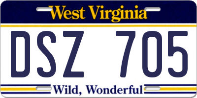 WV license plate DSZ705