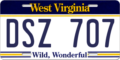 WV license plate DSZ707