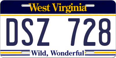 WV license plate DSZ728