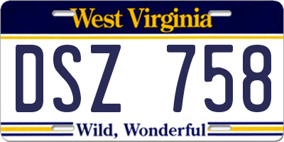 WV license plate DSZ758