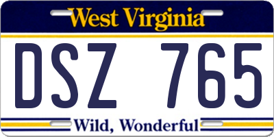 WV license plate DSZ765