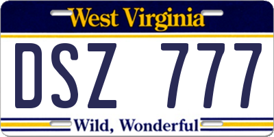 WV license plate DSZ777