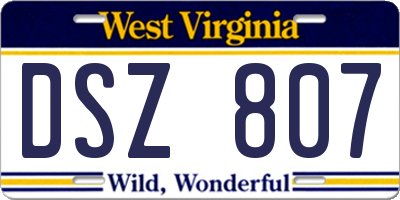 WV license plate DSZ807