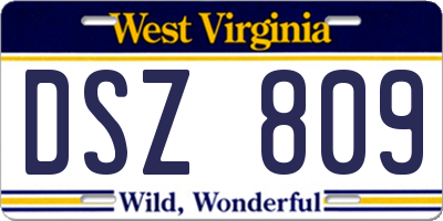 WV license plate DSZ809