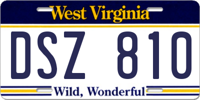 WV license plate DSZ810