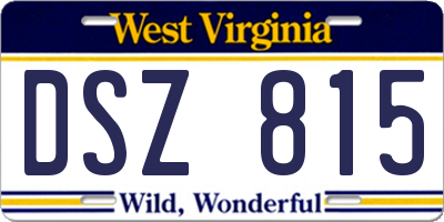 WV license plate DSZ815