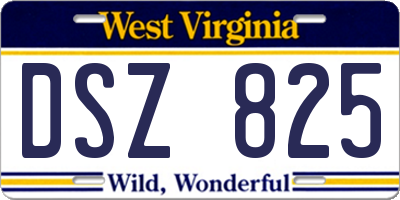 WV license plate DSZ825