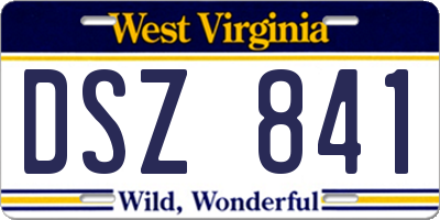 WV license plate DSZ841