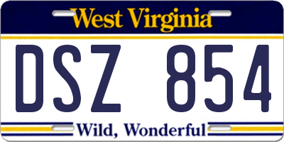 WV license plate DSZ854
