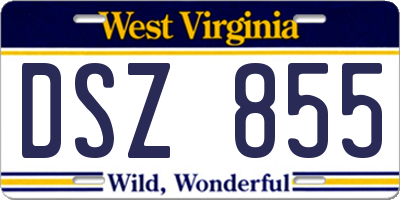 WV license plate DSZ855