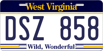 WV license plate DSZ858