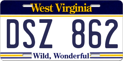 WV license plate DSZ862