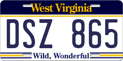 WV license plate DSZ865