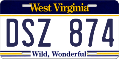 WV license plate DSZ874