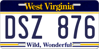 WV license plate DSZ876