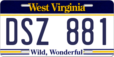 WV license plate DSZ881