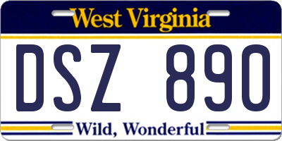 WV license plate DSZ890
