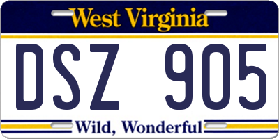 WV license plate DSZ905
