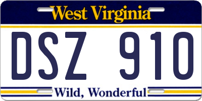 WV license plate DSZ910
