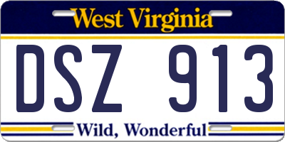 WV license plate DSZ913