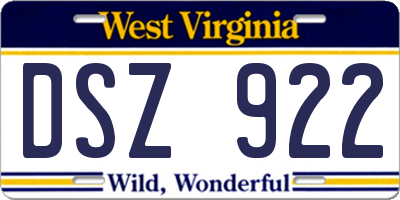 WV license plate DSZ922