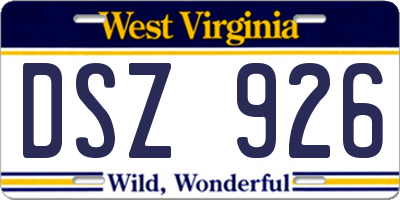 WV license plate DSZ926