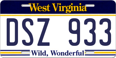 WV license plate DSZ933