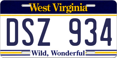 WV license plate DSZ934