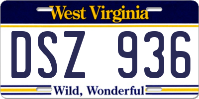 WV license plate DSZ936
