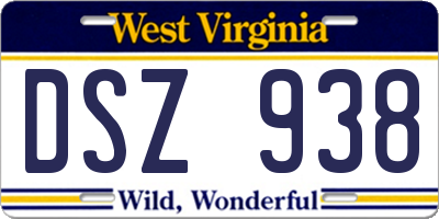 WV license plate DSZ938