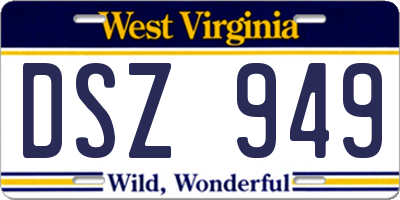 WV license plate DSZ949