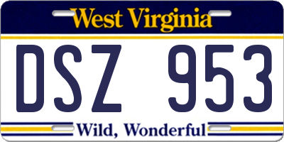WV license plate DSZ953