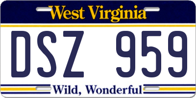 WV license plate DSZ959
