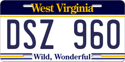 WV license plate DSZ960