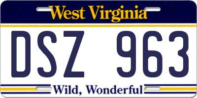 WV license plate DSZ963