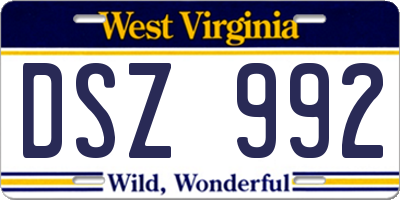 WV license plate DSZ992