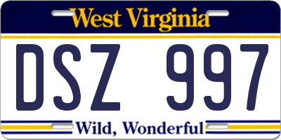 WV license plate DSZ997