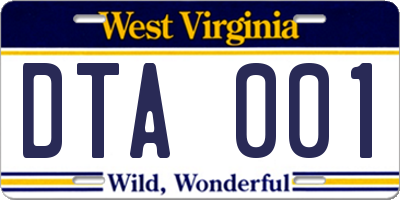 WV license plate DTA001