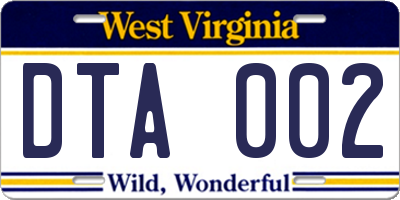 WV license plate DTA002