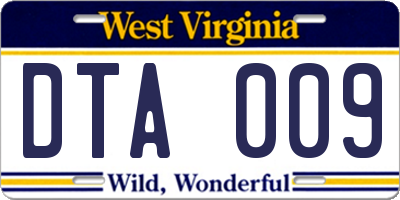 WV license plate DTA009