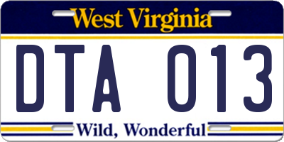 WV license plate DTA013