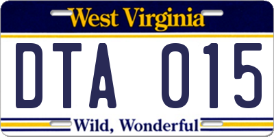 WV license plate DTA015