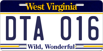 WV license plate DTA016