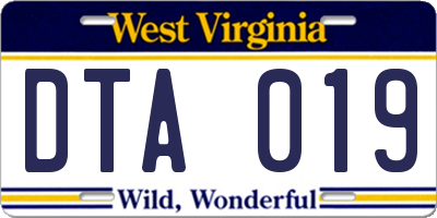 WV license plate DTA019