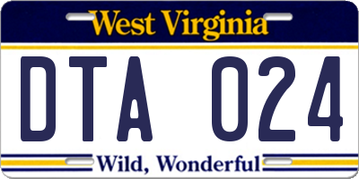 WV license plate DTA024