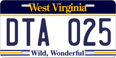 WV license plate DTA025